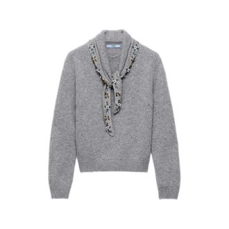 Prada Cashmere Crew-neck Sweater With Scarf