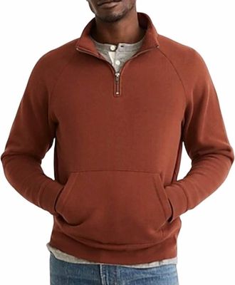 Madewell Betterterry Quarter-Zip Sweatshirt In Stained Mahogany