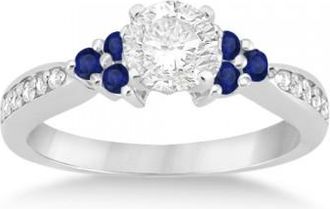 Allurez Floral Diamond and Sapphire Engagement Ring 14k White Gold (0.30ct)
