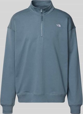 The North Face Relaxed Fit Sweatshirt mit Stehkragen und Rei&szlig;verschluss in Rauchblau, Gr&ouml;&szlig;e XXL