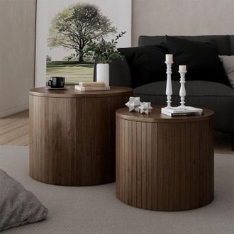 Vicco Conjunto De Mesa De Centro Tavilo, Nogal, 48 X 48 Cm 2 Partes, Vicco