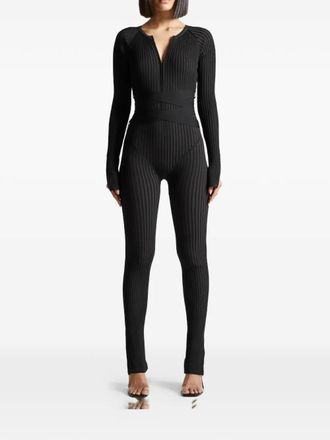 Mani&egrave;re De Voir ribbed knit tie jumpsuit - Black