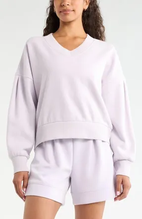 Zella Cloud Fleece Sweatshirt in Purple Hush at Nordstrom, Size X-Large