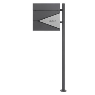 ML Design Ecd Germany Buz&oacute;n De Correo Con Soporte Lateral Antracita Para Cartas Con Compartimento Para Peri&oacute;dico 37 X 37 X 11 Cm Acero Inoxidable Con 2 Llaves S