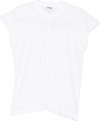 Moschino White Central Seam Detail Crew Neck Top