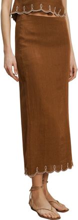 Veronica Beard Malou Scallop Maxi Skirt in Deep Ochre at Nordstrom, Size 12
