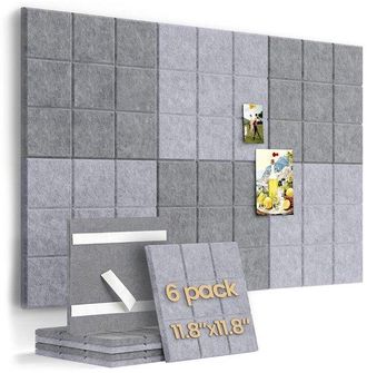 No Brand Tablero De Fieltro De Pared De 30 X 30 Cm - 6 Piezas - Con Velcro - Para Oficina Y Hogar - Tablero De Exhibici&oacute;n Para Trabajos Art&iacute;sticos En El Aula D