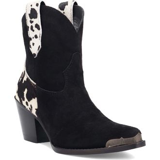 Dingo Texas Charm Genuine Calf Hair Bootie in Black at Nordstrom, Size 6.5
