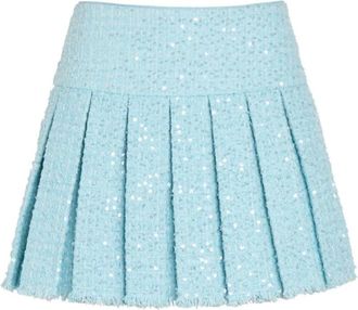 Alice & Olivia Alice + Olivia, Short Skirts, female, Blue, Size: XS Sequin-Embellishment Pleated Mini Skirt