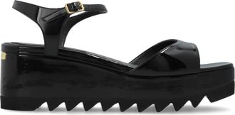 Stella McCartney Elyse Wedge Sandalen - Dames - Sleehakken - Zwart - 41 EU - Schoenen