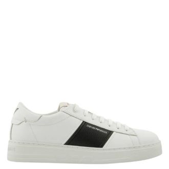 Emporio Armani Leather Sneakers With Logo Detail, Brand Size 10 ( US Size 11 )