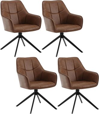 Woltu Woltu - Juego De 4 Sillas De Comedor Con Patas De Metal. Respaldo Y Asiento Giratorio. En Poliuretano Vintage Marrone Claro