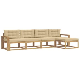 vidaXL Conjunto De Sof&aacute;s De Exterior Con Coj&iacute;n 4 Pcs Y Beige Poli&eacute;ster Vidaxl