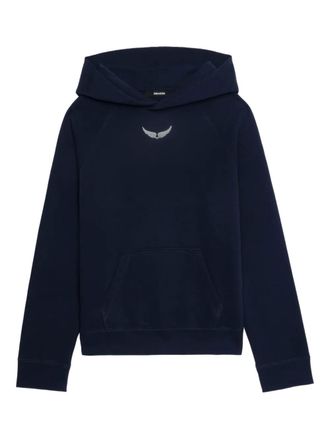 Zadig&Voltaire Georgy rhinestone-embellished hoodie - women - Cotton/Recycled Polyester - M - Blue