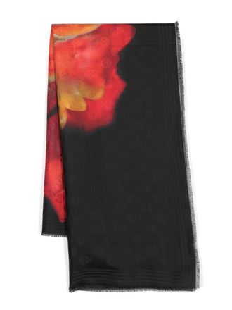 Alexander McQueen Solarised skull-pattern scarf - Black