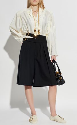 Chlo&eacute; Wool Shorts, Womens, Black