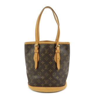 Louis Vuitton Petit Bucket Monogram Canvas Brown Canvas Handbag (Pre-Owned)