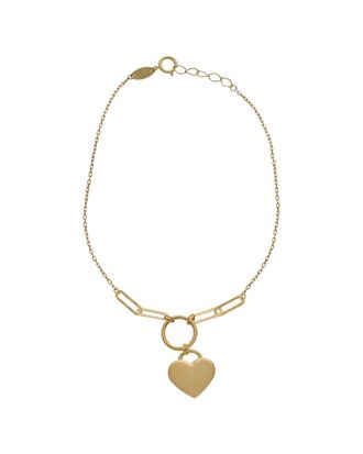 Italian Gold, Inc 10K Mixed Link Heart Adjustable Bracelet