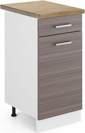 Vicco Mueble Bajo De Cocina R-line, Gris, 40 Cm, Et Roble, Vicco