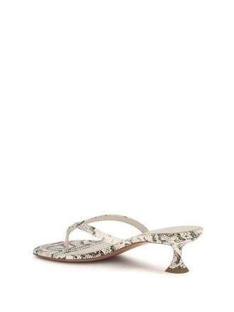 Amina Muaddi Snake-Print Calf Leather Mule Heel - Gray