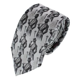 Trafalgar Store Big & Tall Ambrose Dapper Night Silk Novelty Necktie in Silver And Black at Nordstrom