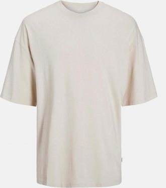 Jack & Jones Jack & Jones Mens Crew Neck Drop Shoulder Boyfriend T-Shirt - Cream - Size: 36