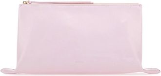Jil Sander Logo Embossed Zipped Clutch Bag - Dames - Clutches - Roze - ONE Size - Leer - Tassen