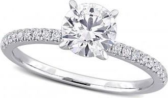 Allurez Round Cut Lab Grown Diamond Engagement Ring 14K White Gold (1.16ct)