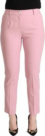 Dolce & Gabbana Pink Wool Mid Waist Tapered Womens Pants (Pre-Owned)
