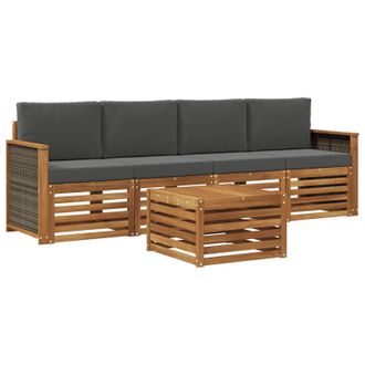 vidaXL Conjunto De Sof&aacute;s De Exterior 5 Pcs Natural Y Antracita Vidaxl