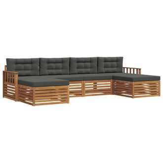 vidaXL Juegos De Sof&aacute;s Con Coj&iacute;n 6 Pcs Natural Y Antracita Vidaxl