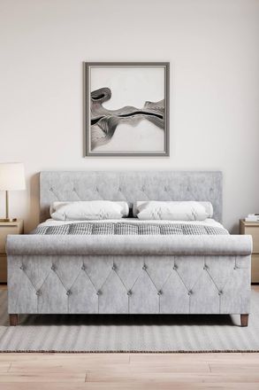 Home Discount Vida Designs Vittorio Bed Frame & Memory Foam Pocket Spring Mattress in Silver | Size: King