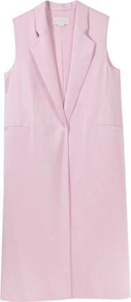 Genny Roze Satijnen Lang Vest - Dames - Gillet - Roze - M - Satijn - Kostuums