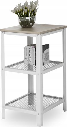 OEM Estanter&iacute;a Industrial De 3 Niveles Para Sala De Estar, Atornillada, 40x40x80 Cm, Blanca + Roble Sonoma