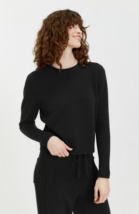 Chinti and Parker Pure Cashmere Cropped Sweater in Black at Nordstrom, Size X-Large