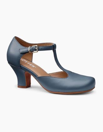 Hotter Womens Tempo Womens T-Bar Court Shoes - Aquatic Blue Le - Size: 7.5