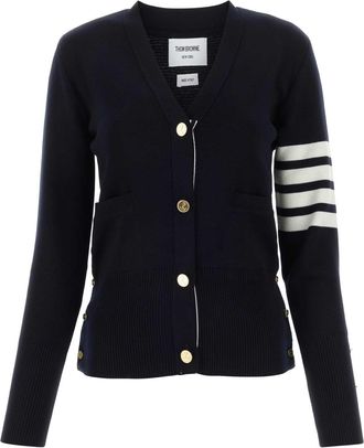 Thom Browne Navy Blue Wool Cardigan