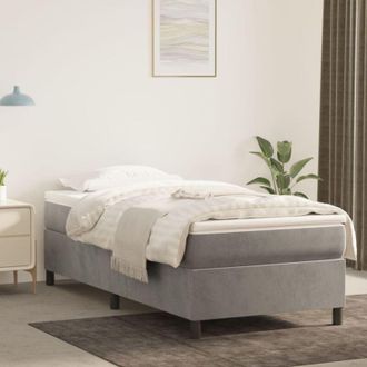 vidaXL Cama Box Spring Con Colch&oacute;n Terciopelo Gris Claro 90x190 Cm Vidaxl