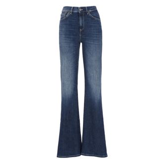 Dondup Flared Jeans, female, Blue, Size: W26 Blue Palazzo Jeans with Belt Loops