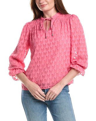 T Tahari Sleeve Split Neck Blouse