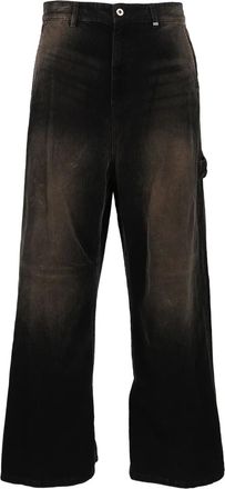 We11done Pantaloni a coste effetto schiarito - Nero