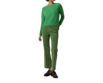 Ann Mashburn Kendall Flare 5-Pocket Jeans In Avocado Stretch Cord