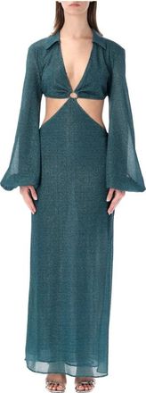 Os&eacute;ree Lumiere Cut Out Lange Jurk - Dames - Maxi kleedjes - Groen - S - Kleedjes