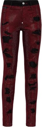 Philipp Plein Jeans Slim Fit - Dames - Skinny Jeans - Rood - W26 - Katoen - Jeans