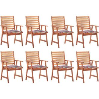 vidaXL Vidaxl - Sillas Comedor De Jard&iacute;n Y Cojines 8 Uds Madera Maciza Acacia