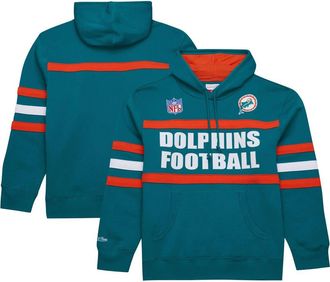 Mitchell & Ness Mens Aqua Miami Dolphins Vintage Logo Head Coach Fleece Pullover Hoodie at Nordstrom, Size Xxx-Large