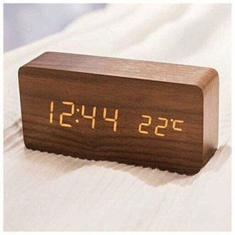 OEM Reloj Despertador Moderno De Madera - Reloj Despertador Digital Led De Madera, Reloj De Escritorio Con Visualizaci&oacute;n De Fecha, Temperatura Y Humedad, 