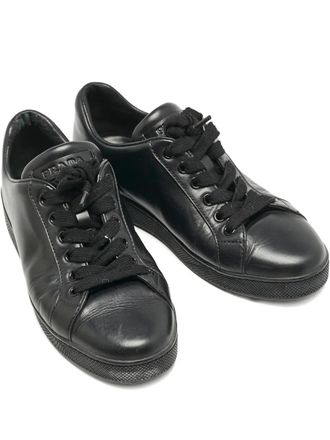 Prada leather lace sneakers - Black