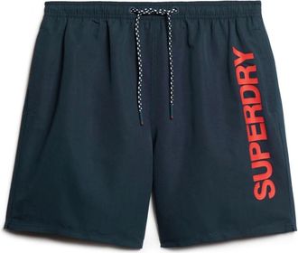 Superdry Badmode, Heren, Blauw, S, Polyester, Grafische zwemshorts in blauw polyester
