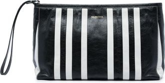 Balenciaga Pre-owned Balenciaga Large Lambskin Striped Barbes Z Pouch Ladies K40A2GUY7707JND8